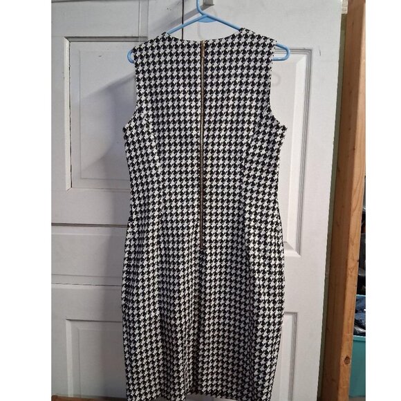 Calvin Klein Womens Houndstooth Sheath Dress Size 14 Black & White Sleeveless - Picture 2 of 8